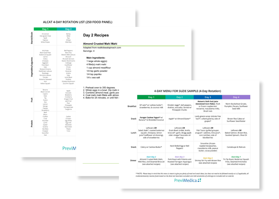 PreviMedica Nutrition Services -  Meal Planning Tools & Sensitivity-Friendly Menu Combo